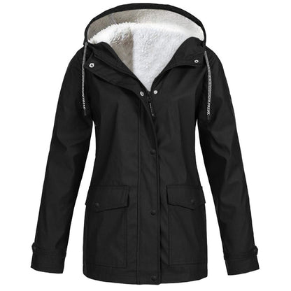 Women's Plush-Lined Windproof Hooded Jacket