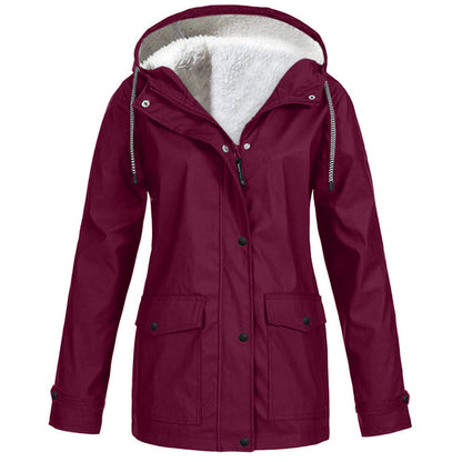 Women's Plush-Lined Windproof Hooded Jacket
