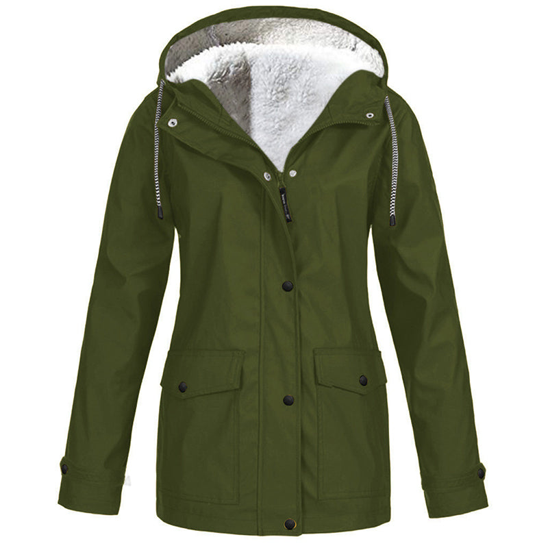 Women's Plush-Lined Windproof Hooded Jacket