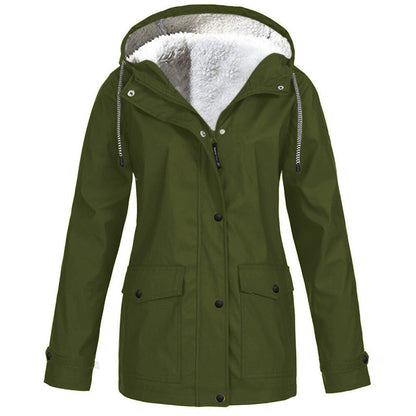 Women's Plush-Lined Windproof Hooded Jacket