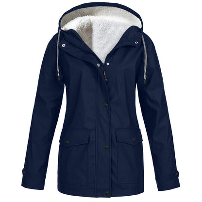 Women's Plush-Lined Windproof Hooded Jacket