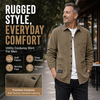 Men's Casual Corduroy Long Sleeve Shirt