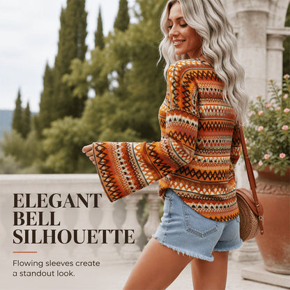 Women's Colorful Geometric Stripe Knit Sweater