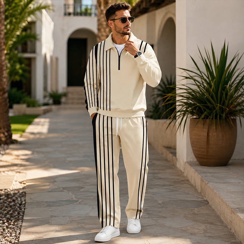 Men's Printed Half-Zip Sweatshirt & Pants Tracksuit Set