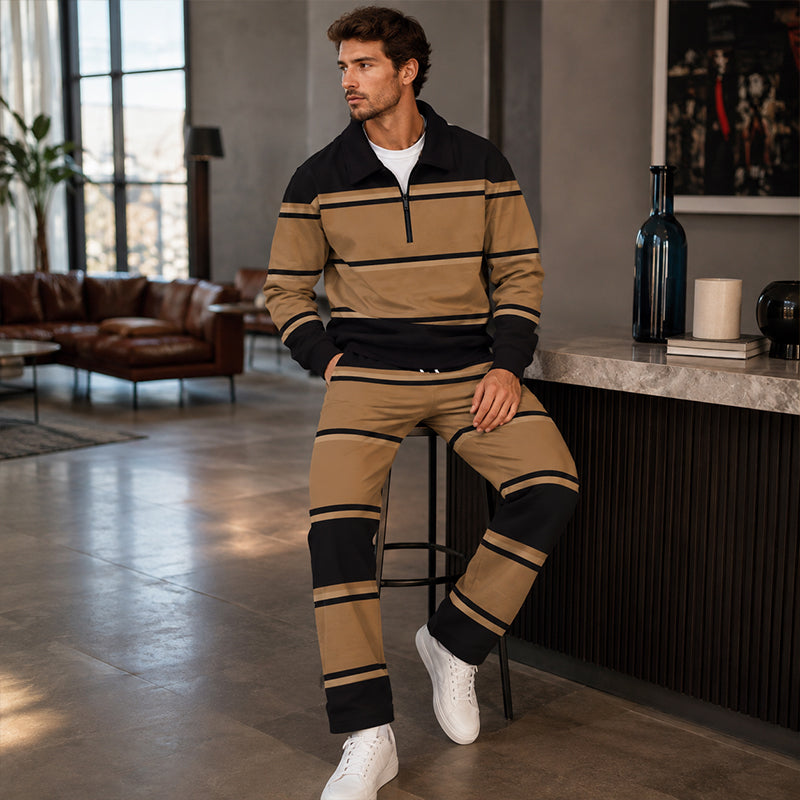 Men's Printed Half-Zip Sweatshirt & Pants Tracksuit Set