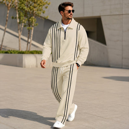 Men's Printed Half-Zip Sweatshirt & Pants Tracksuit Set
