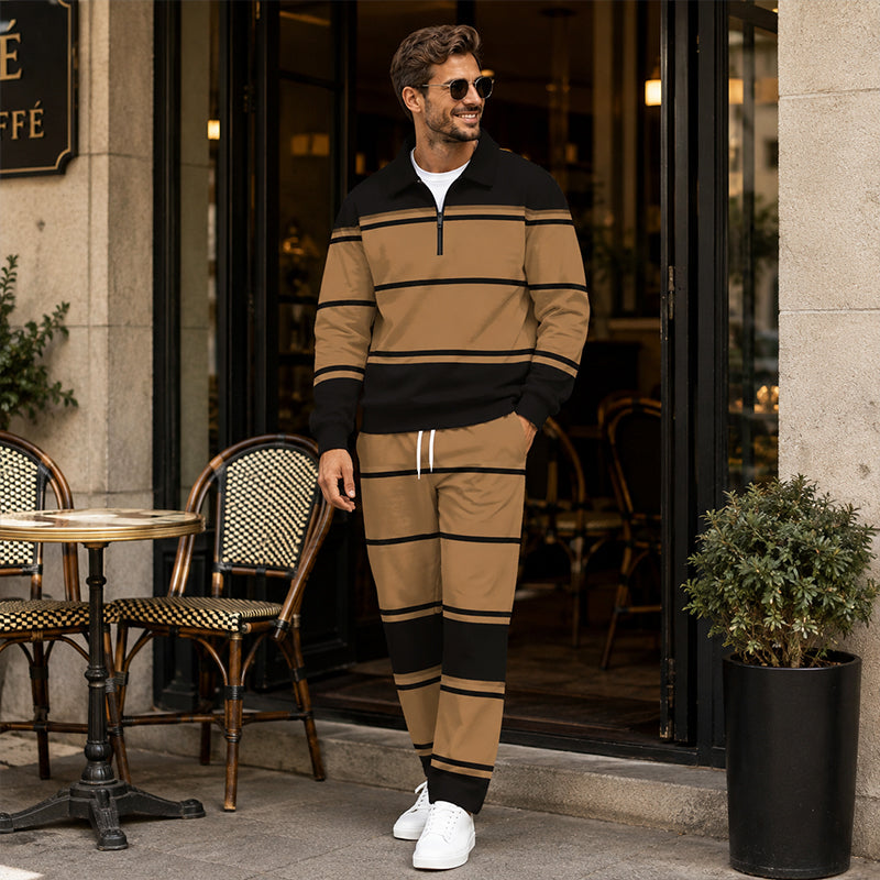 Men's Printed Half-Zip Sweatshirt & Pants Tracksuit Set