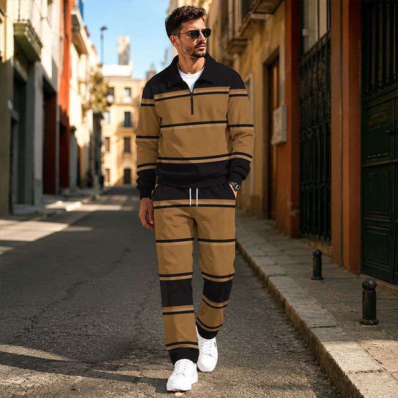 Men's Printed Half-Zip Sweatshirt & Pants Tracksuit Set