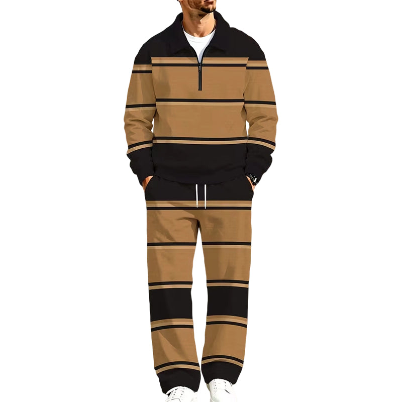 Men's Printed Half-Zip Sweatshirt & Pants Tracksuit Set