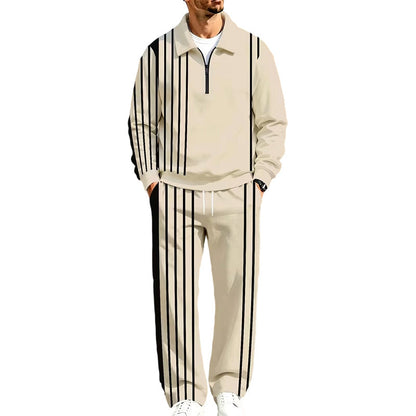 Men's Printed Half-Zip Sweatshirt & Pants Tracksuit Set