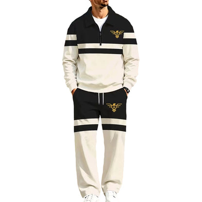 Men's Printed Half-Zip Sweatshirt & Pants Tracksuit Set