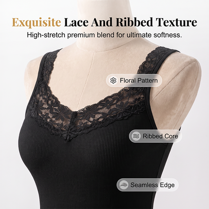 👚Seasonal Style - Lace Trim Slim Fit Tank Top – Flattering Curves & Multi‑Occasion Wear as Base Layer or Standalone Top