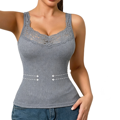 👚Seasonal Style - Lace Trim Slim Fit Tank Top – Flattering Curves & Multi‑Occasion Wear as Base Layer or Standalone Top