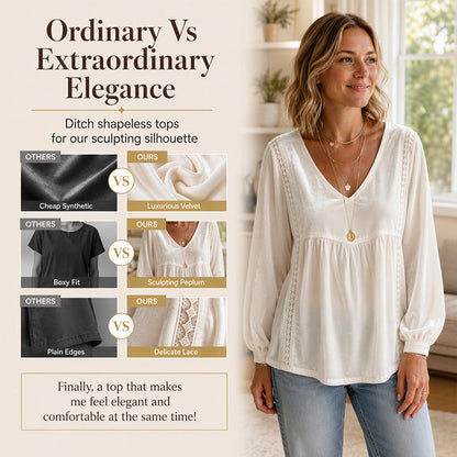 Women's Elegant V-Neck Velvet Top