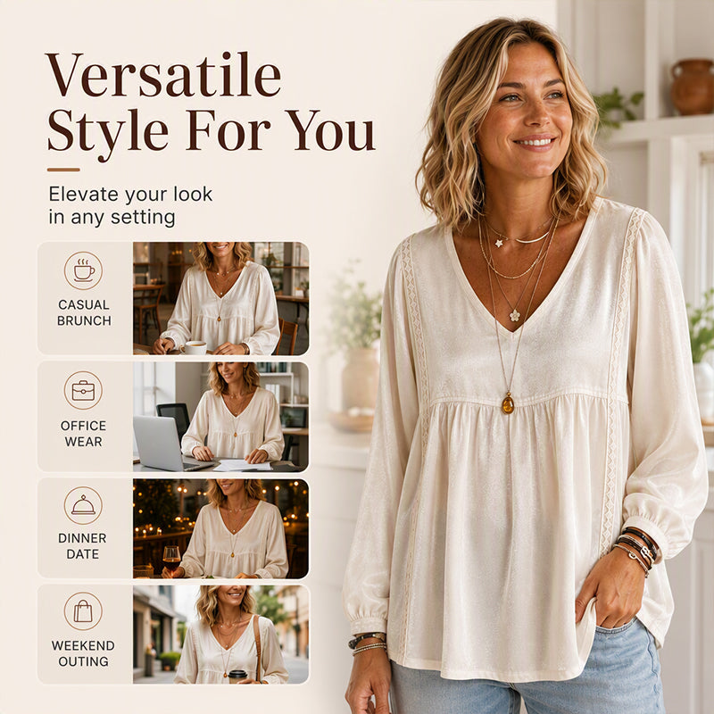 Women's Elegant V-Neck Velvet Top