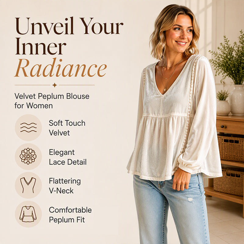 Women's Elegant V-Neck Velvet Top