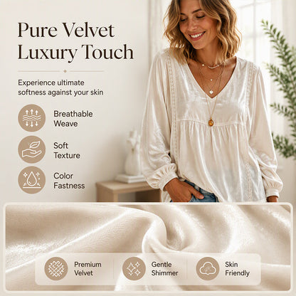Women's Elegant V-Neck Velvet Top