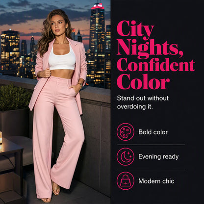 Women's Elegant Blazer and Straight-Leg Pants Set