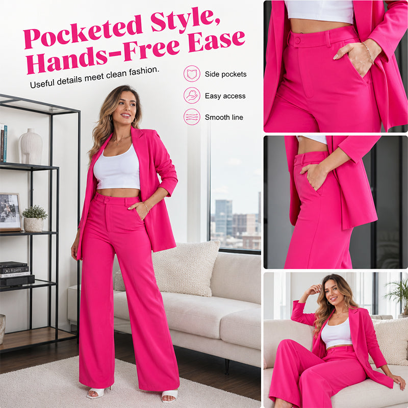 Women's Elegant Blazer and Straight-Leg Pants Set