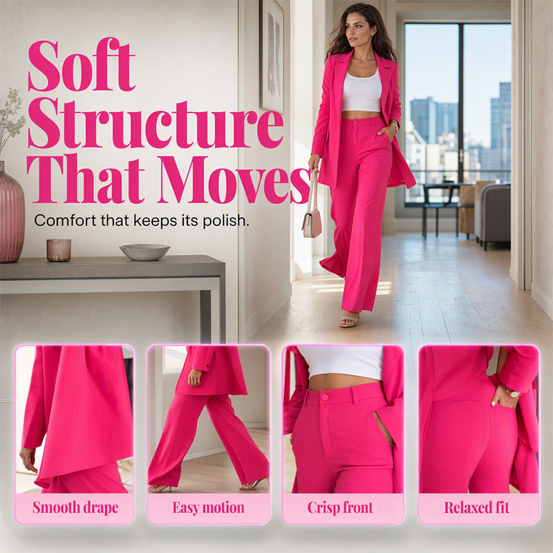 Women's Elegant Blazer and Straight-Leg Pants Set