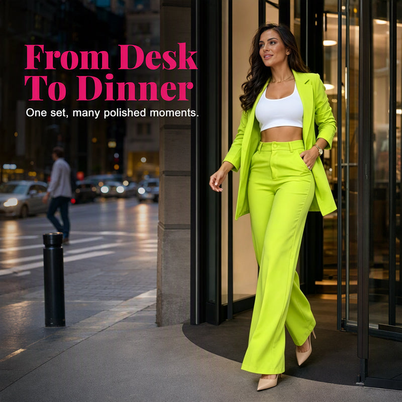 Women's Elegant Blazer and Straight-Leg Pants Set