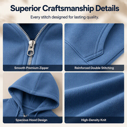 Women Mid-Length Hooded Sweatshirt Jacket Casual Zip Up Cardigan Coat with Pockets