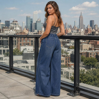 Women's Casual Wide Leg High-Waisted Jeans 