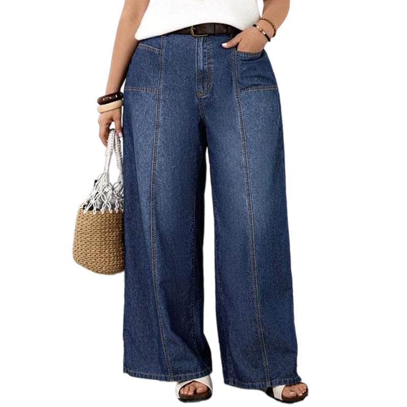 Women's Casual Wide Leg High-Waisted Jeans 