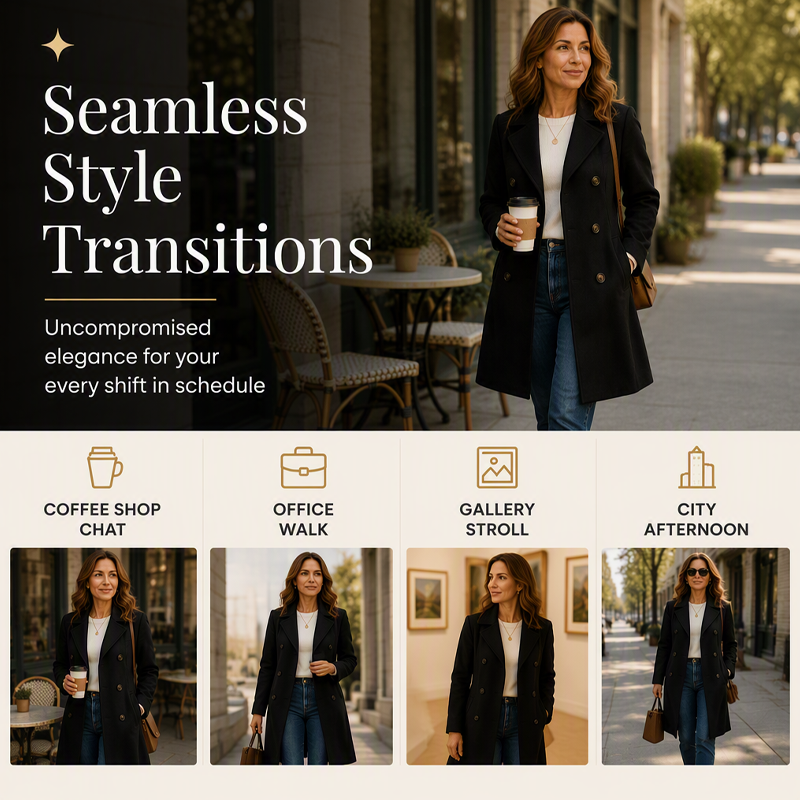 Women's Double Breasted Wool Blend Coat