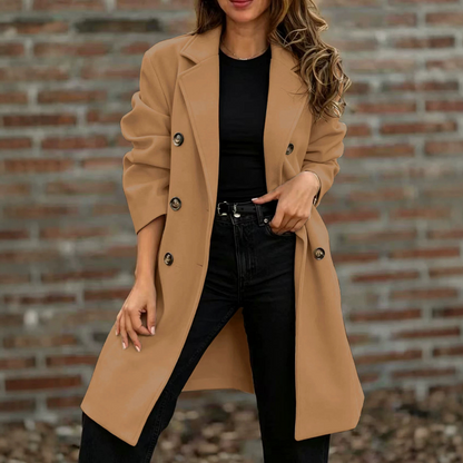Women's Double Breasted Wool Blend Coat