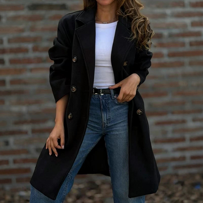 Women's Double Breasted Wool Blend Coat