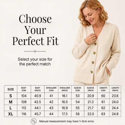 Women's V-Neck Heart Button Knit Cardigan