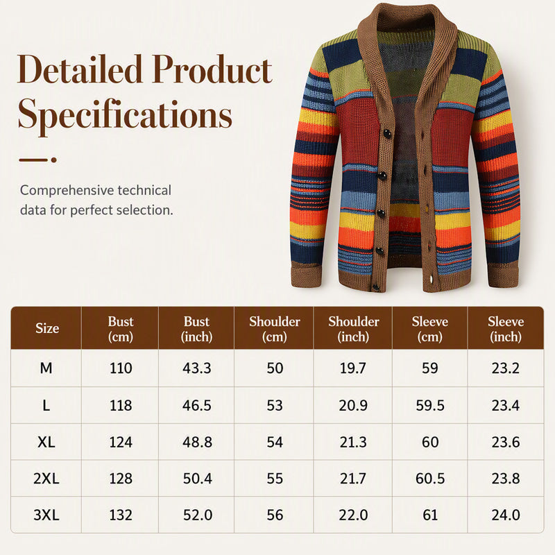Men's Shawl Collar Striped Knit Cardigan Sweater