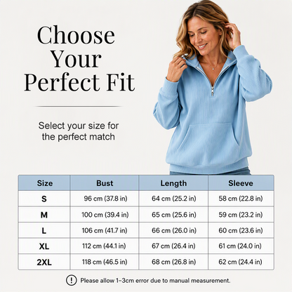 Women's Casual Ribbed Knit Half-Zip Hoodie