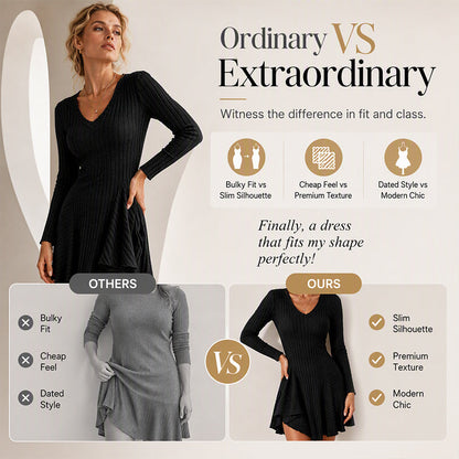 Women's Knit Long Sleeve A-Line Dress