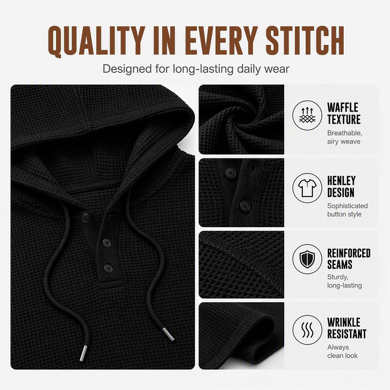 Women's Casual Waffle Knit Hooded Sweatshirt