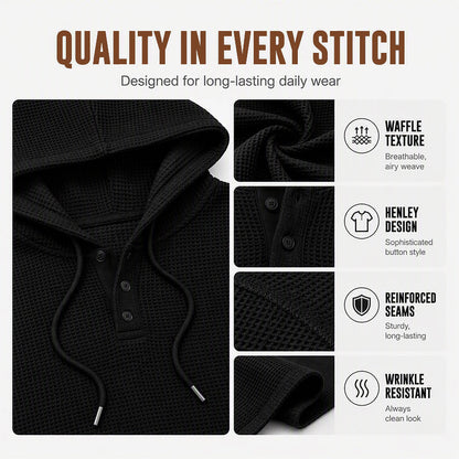 Women's Casual Waffle Knit Hooded Sweatshirt