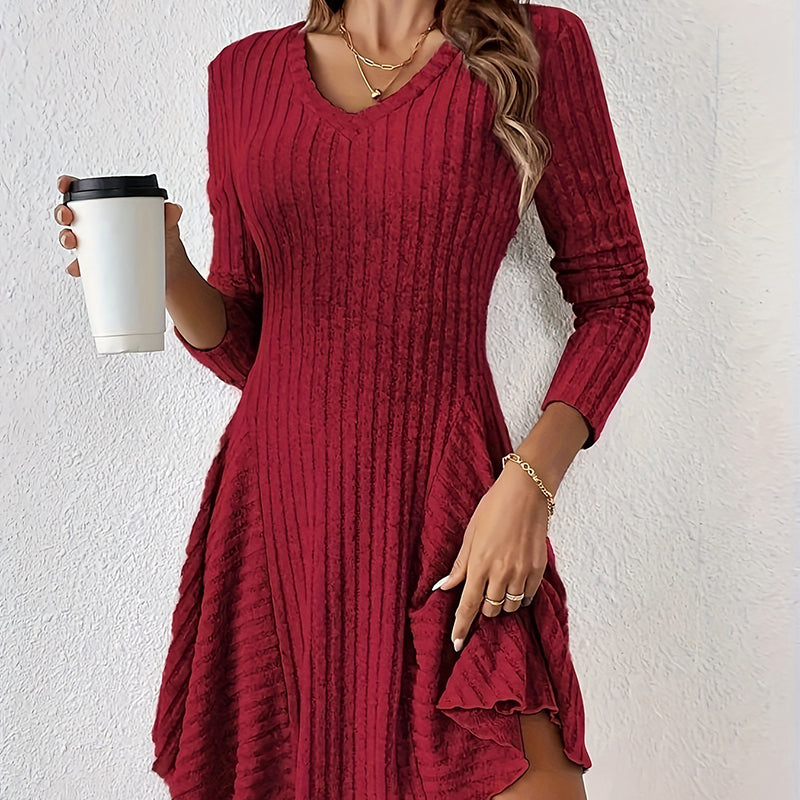 Women's Knit Long Sleeve A-Line Dress