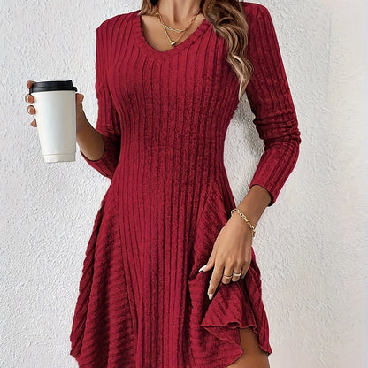 Women's Knit Long Sleeve A-Line Dress