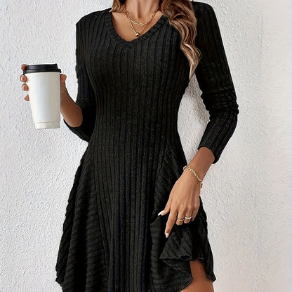 Women's Knit Long Sleeve A-Line Dress