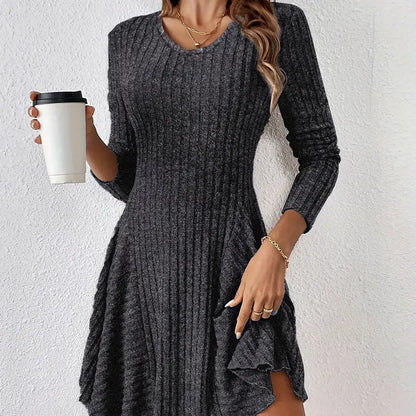 Women's Knit Long Sleeve A-Line Dress