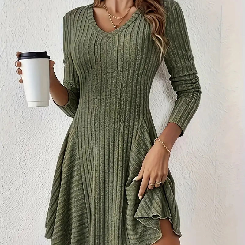 Women's Knit Long Sleeve A-Line Dress