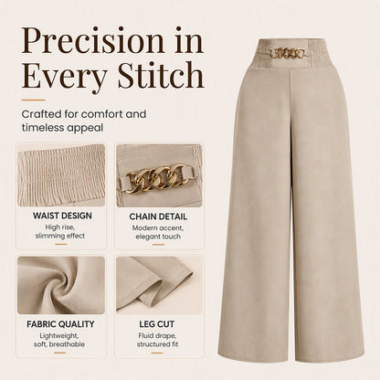 Women's Smocked Elastic Waist Wide-Leg Pants