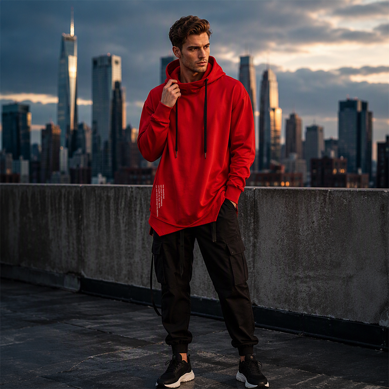 Men's Casual Loose Hooded Sweatshirt