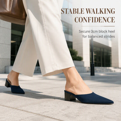 Women's Pointed Toe Chunky Heel Slides