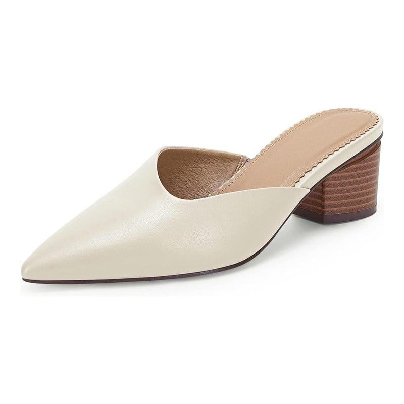 Women's Pointed Toe Chunky Heel Slides