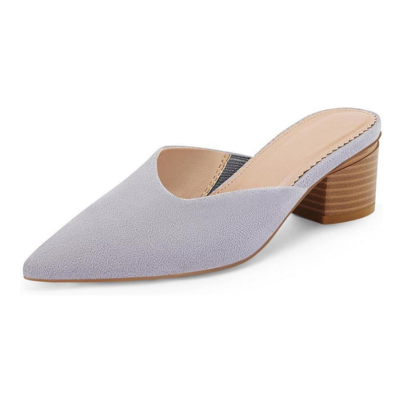 Women's Pointed Toe Chunky Heel Slides