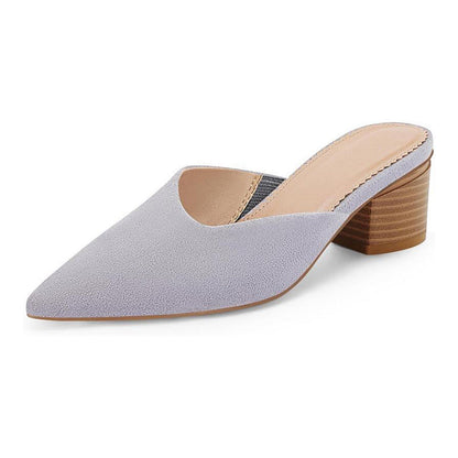 Women's Pointed Toe Chunky Heel Slides