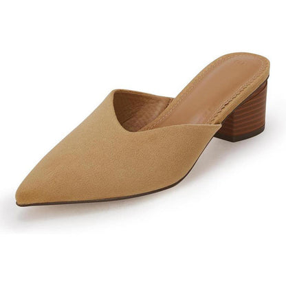 Women's Pointed Toe Chunky Heel Slides