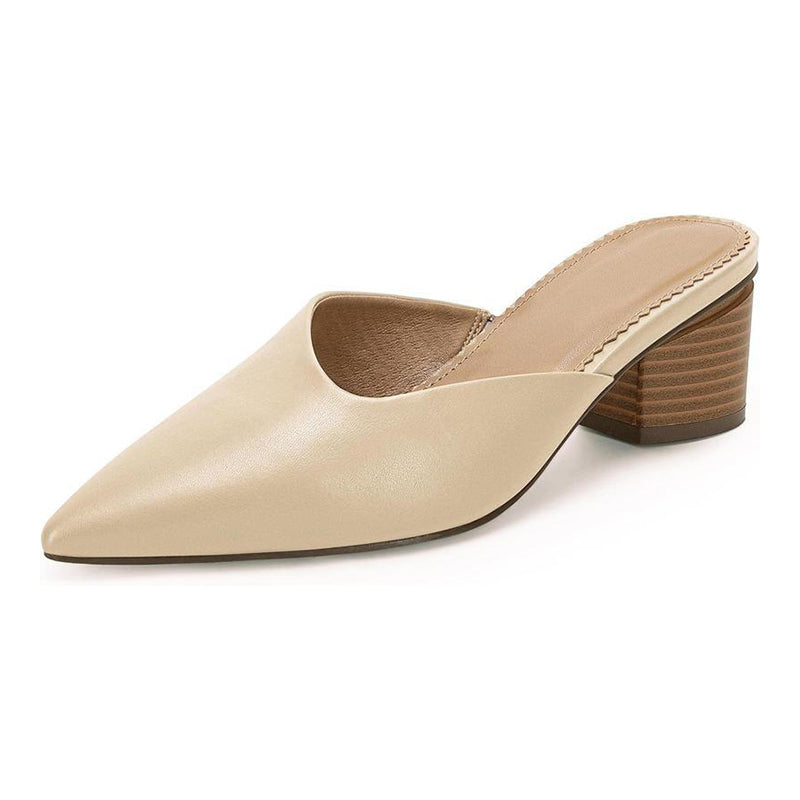 Women's Pointed Toe Chunky Heel Slides